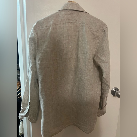 Linen Beige/Natural Color Button-Up Shirt, Banana Republic - Picture 9 of 12